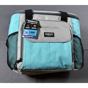 Igloo MaxCold Ridgeline Tote 28 Can Cooler Bag Aquamarine Gray 4903851 NEW